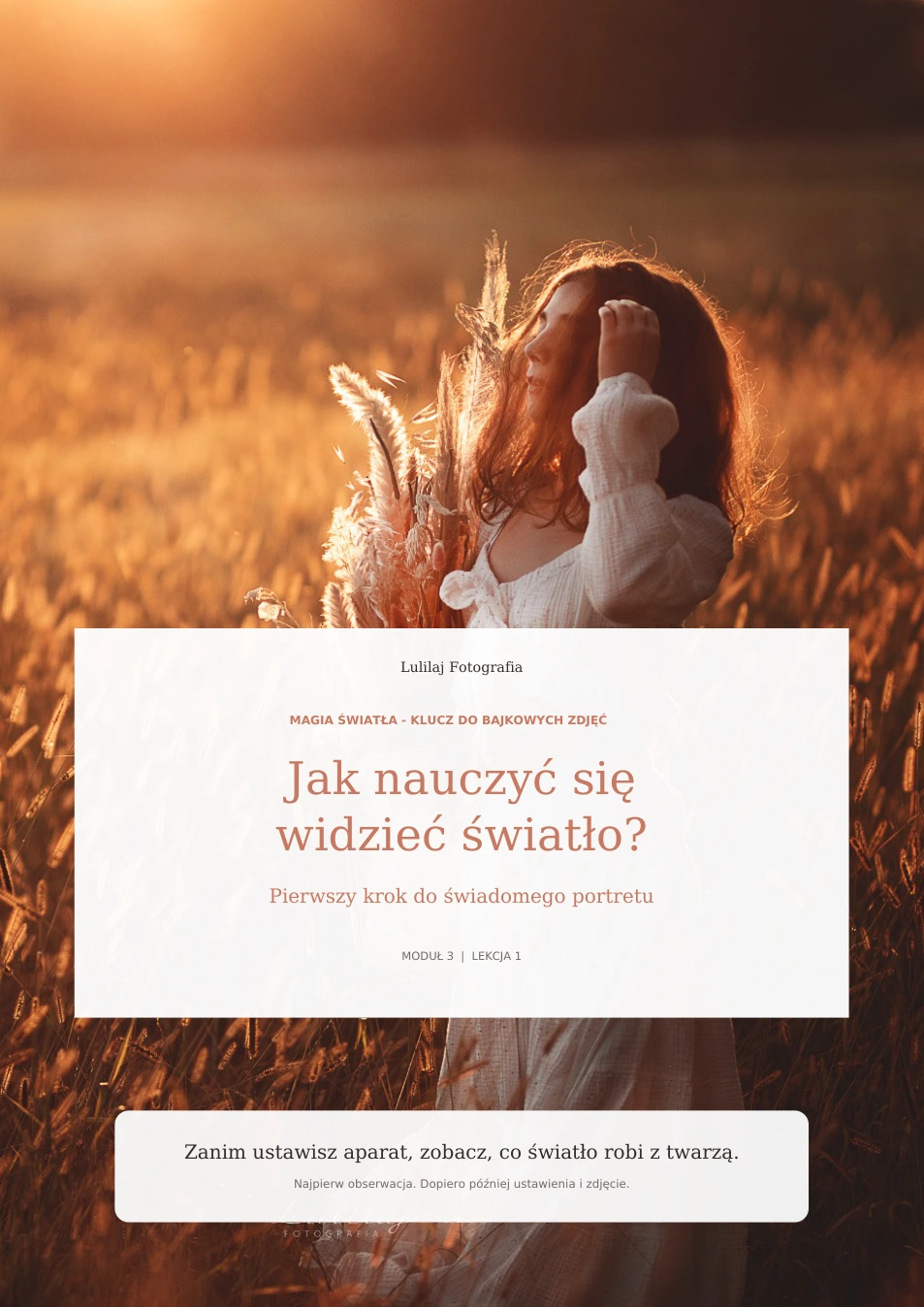 Rzeczywista strona lekcji kursu: Jak nauczyć się widzieć światło